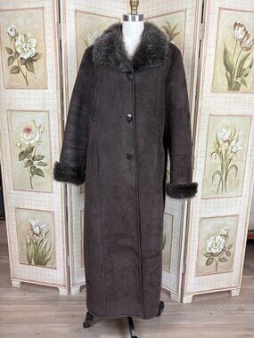 Simon Chang Brown Faux Suede Long Coat